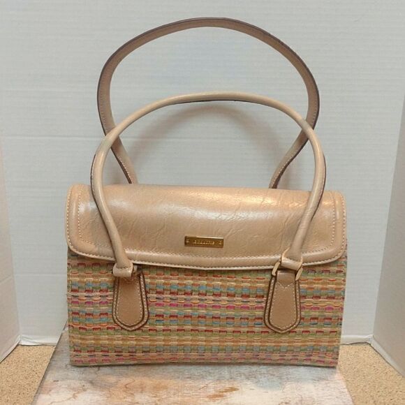 Liz Claiborne Handbags - Liz Claiborne Beige/Tan Multicolor Woven Satchel
